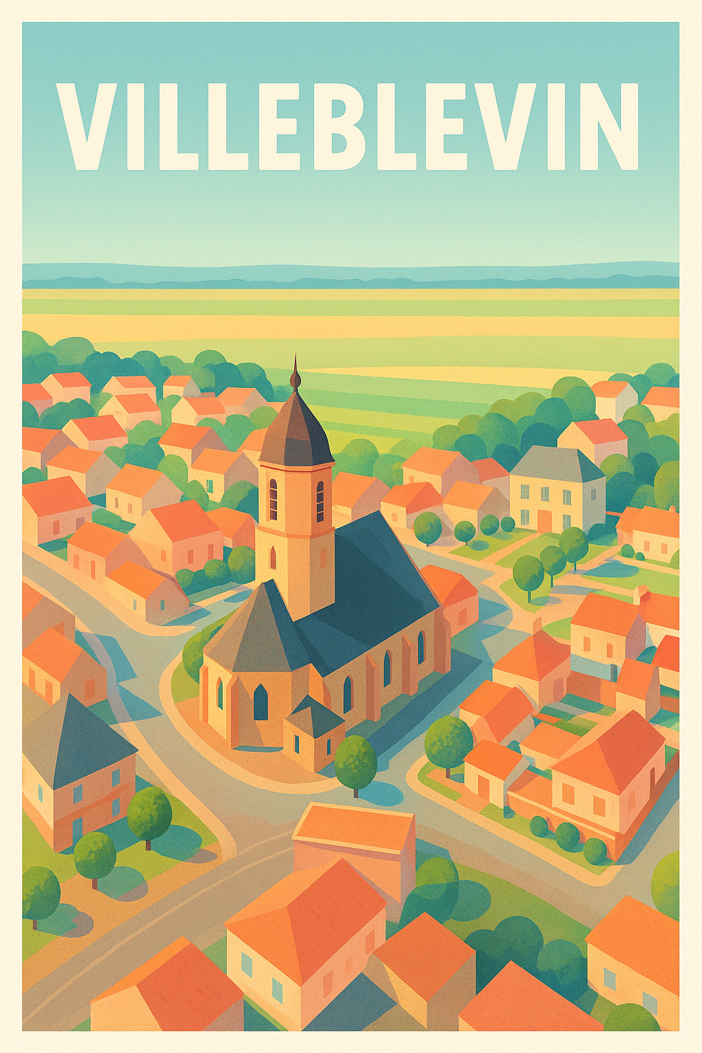 Affiche de Villeblevin - Charme paisible de la campagne française