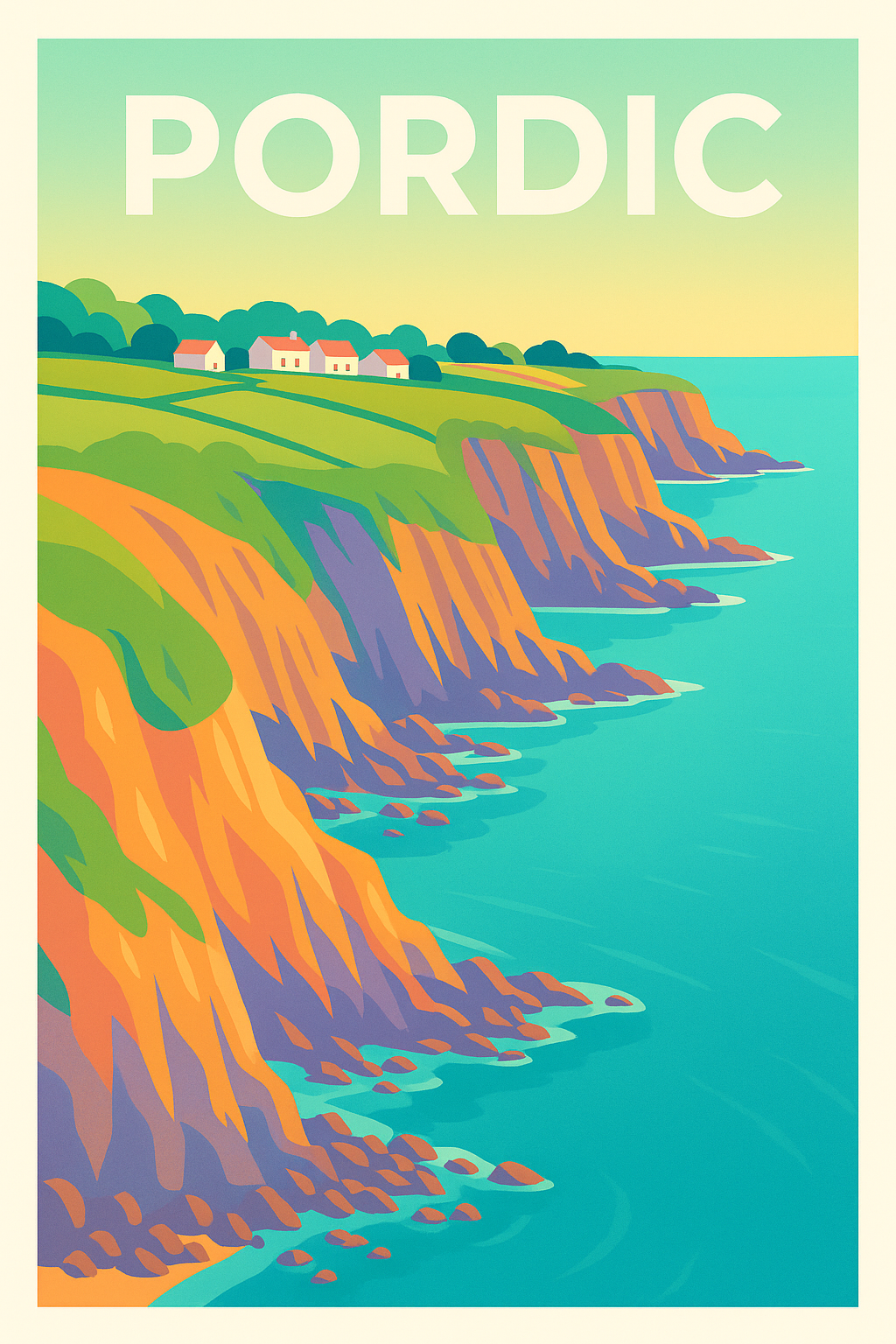 Affiche de Pordic - Splendeur côtière en couleurs vibrantes