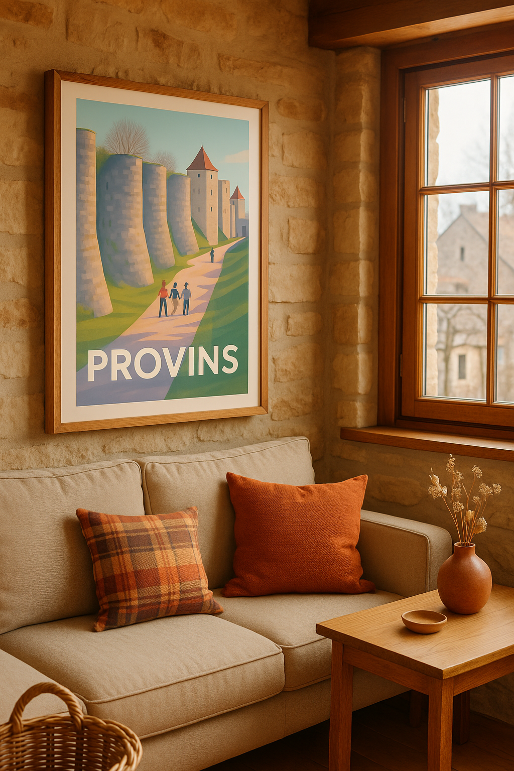 Mise en situation Affiche Provins - Promenade au cœur des remparts médiévaux
