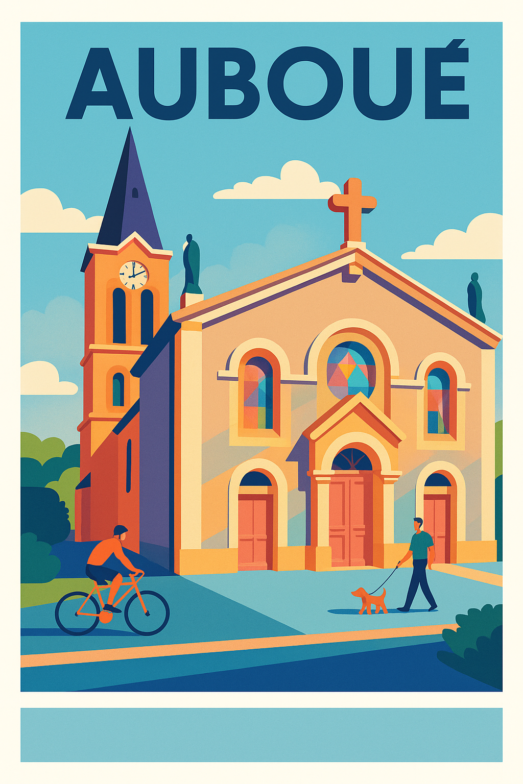 Affiche de Auboué - L'église au cœur d'une vie paisible