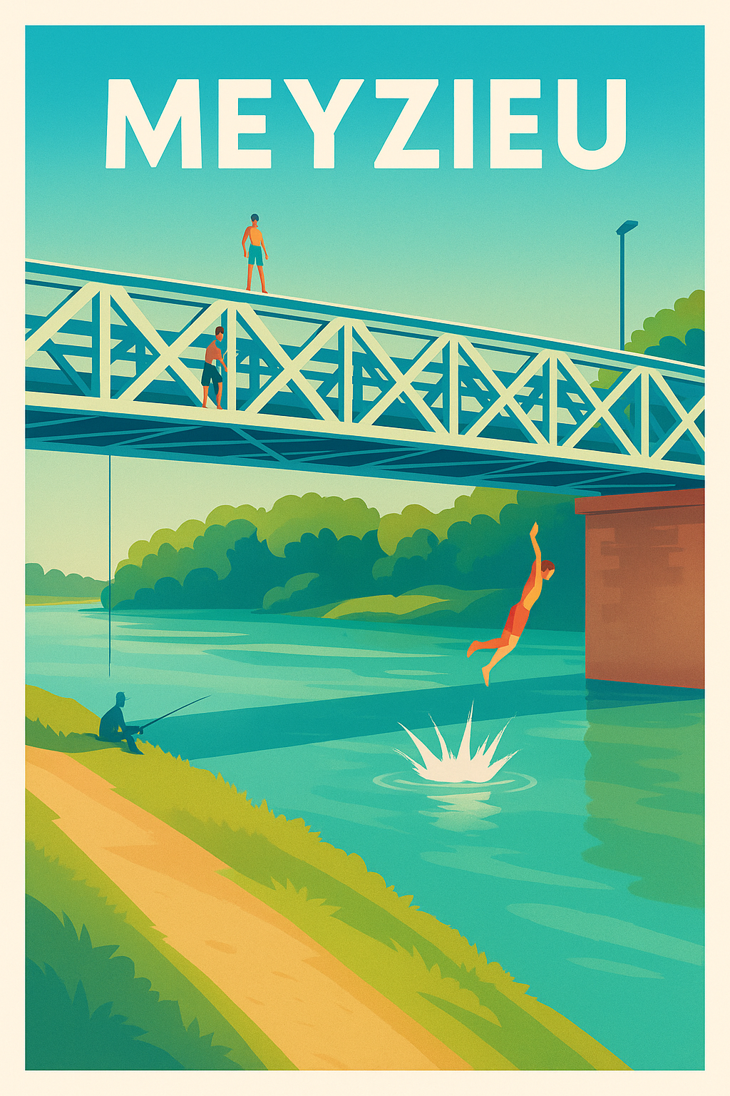 Affiche Meyzieu — Plongée rafraîchissante au fil de l'eau · poster d'art de Meyzieu