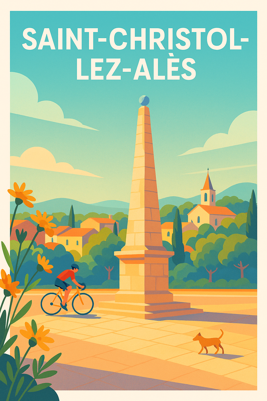 Affiche de Saint-Christol-lès-Alès - Charme provençal au monument central