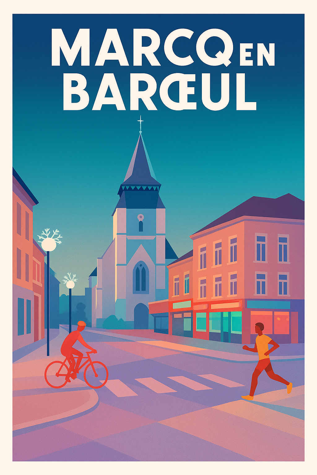 Affiche Marcq-en-Barœul — Charme et vie urbaine au crépuscule · poster d'art de Marcq-en-Barœul