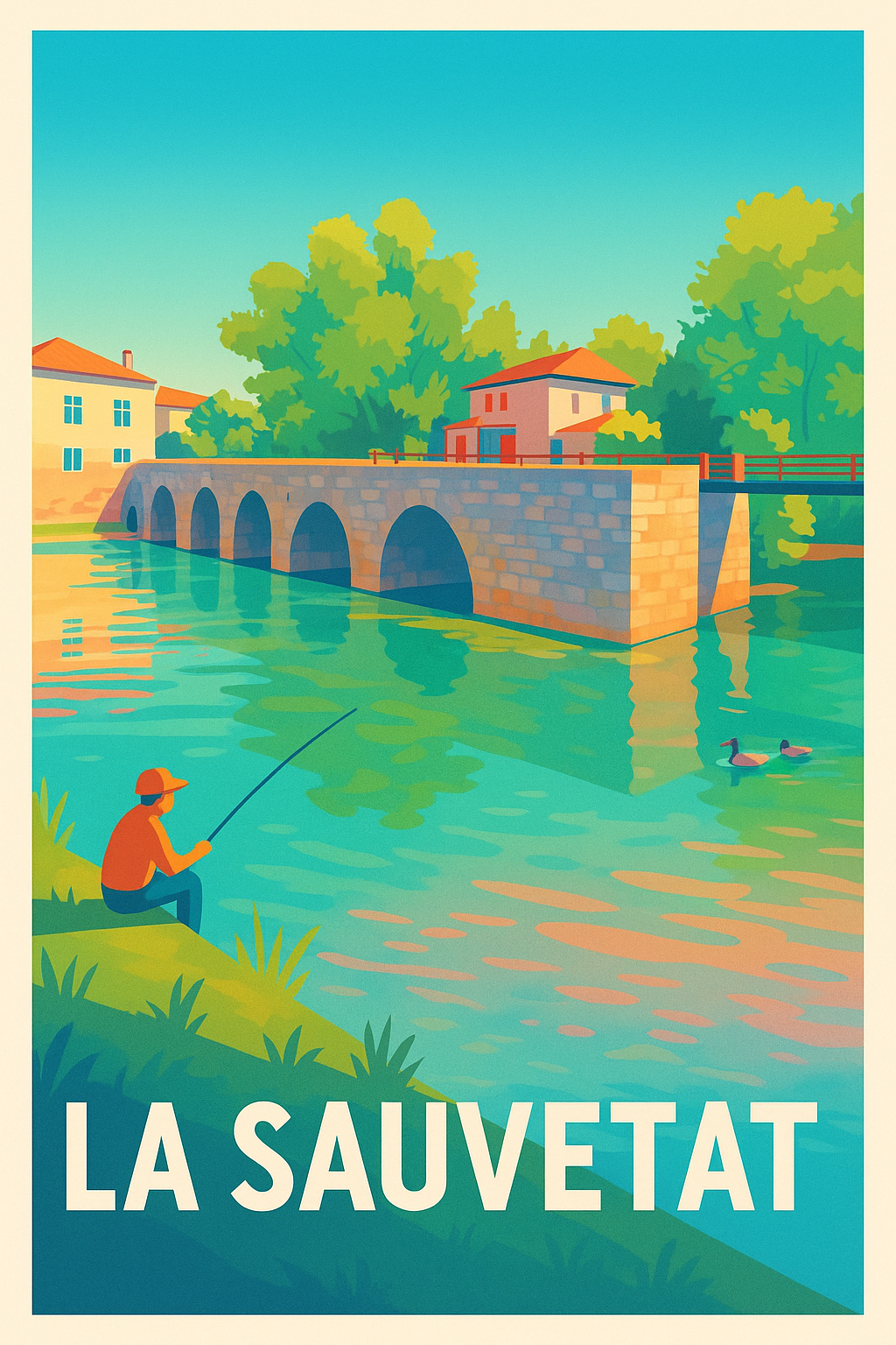 Affiche La Sauvetat — Tranquillité au fil de l'eau · poster d'art de La Sauvetat