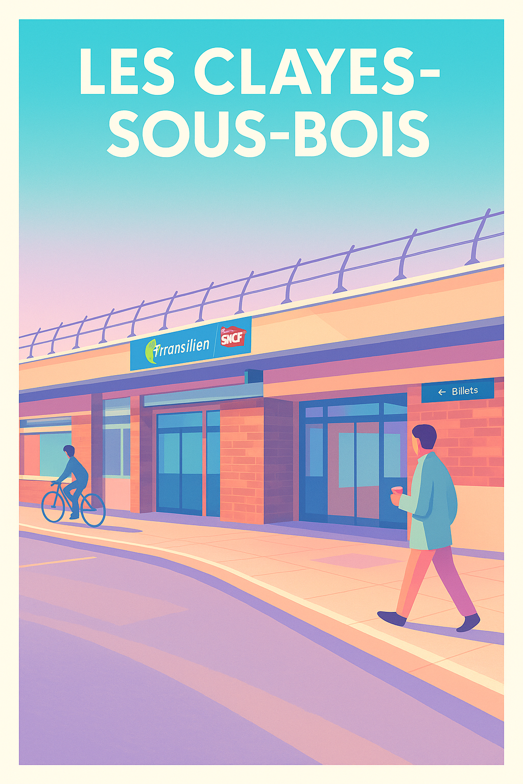 Affiche de Les Clayes-sous-Bois - L'entrée moderne de la gare Transilien