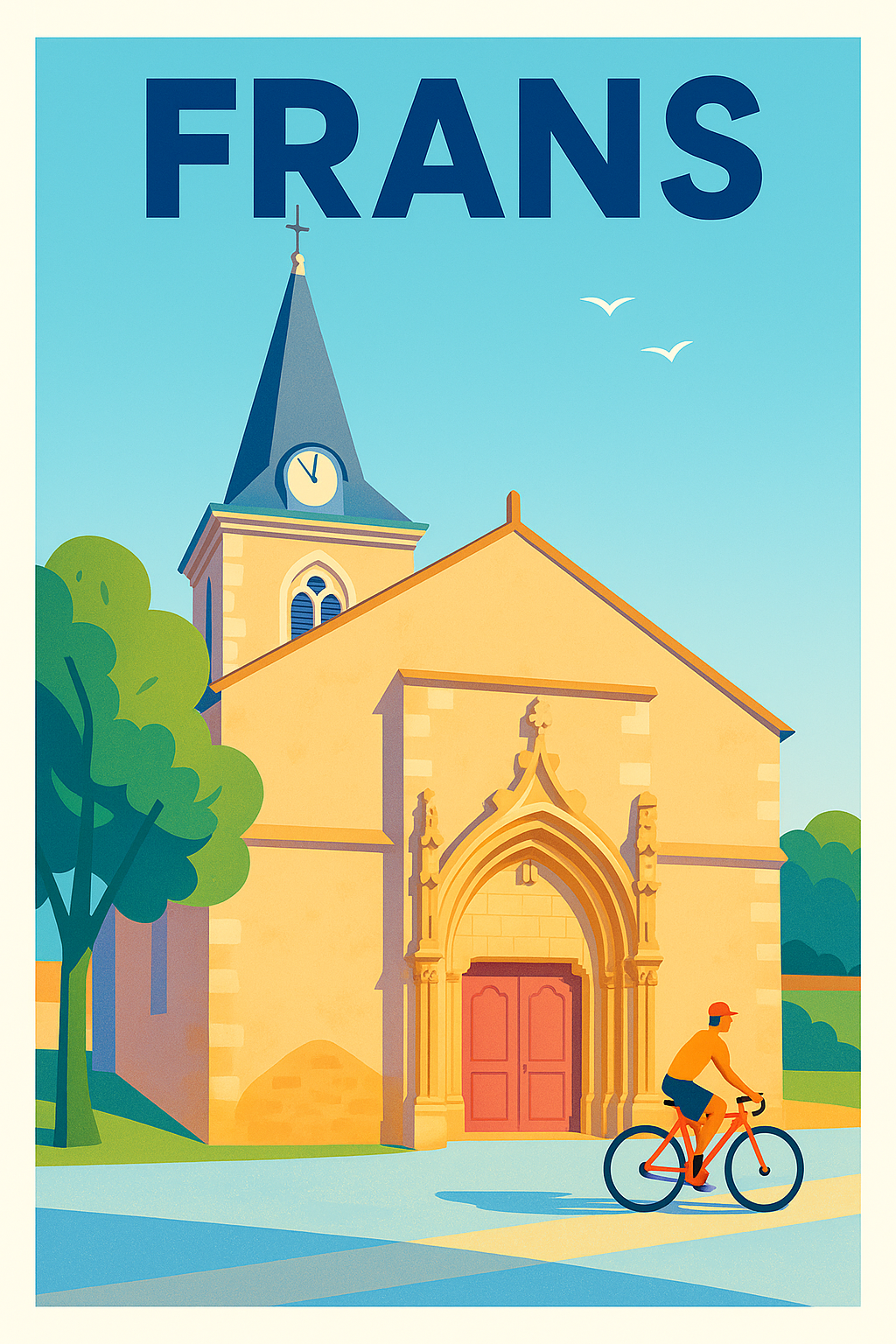 Affiche de Frans - L'élégance paisible de l'église au cœur de la ville