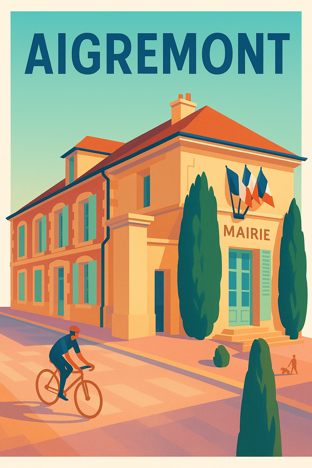 Affiche de Aigremont - Charme authentique de la mairie à vélo