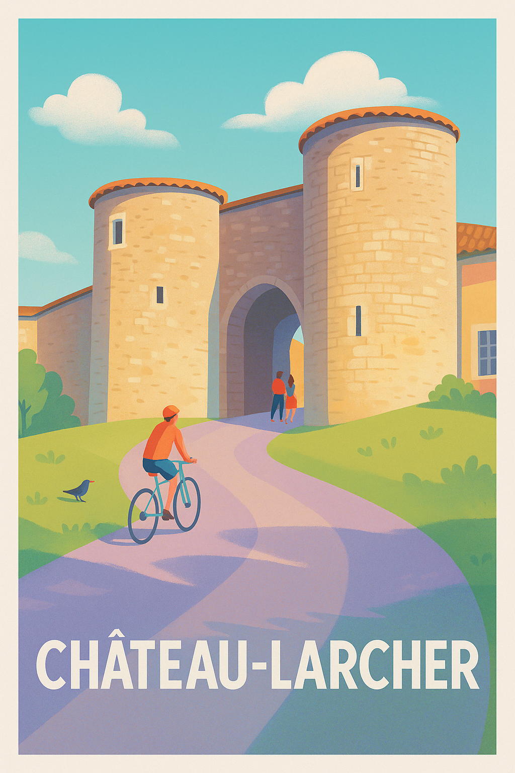 Affiche Château-Larcher — Découvrez le charme médiéval en douceur · poster d'art de Château-Larcher