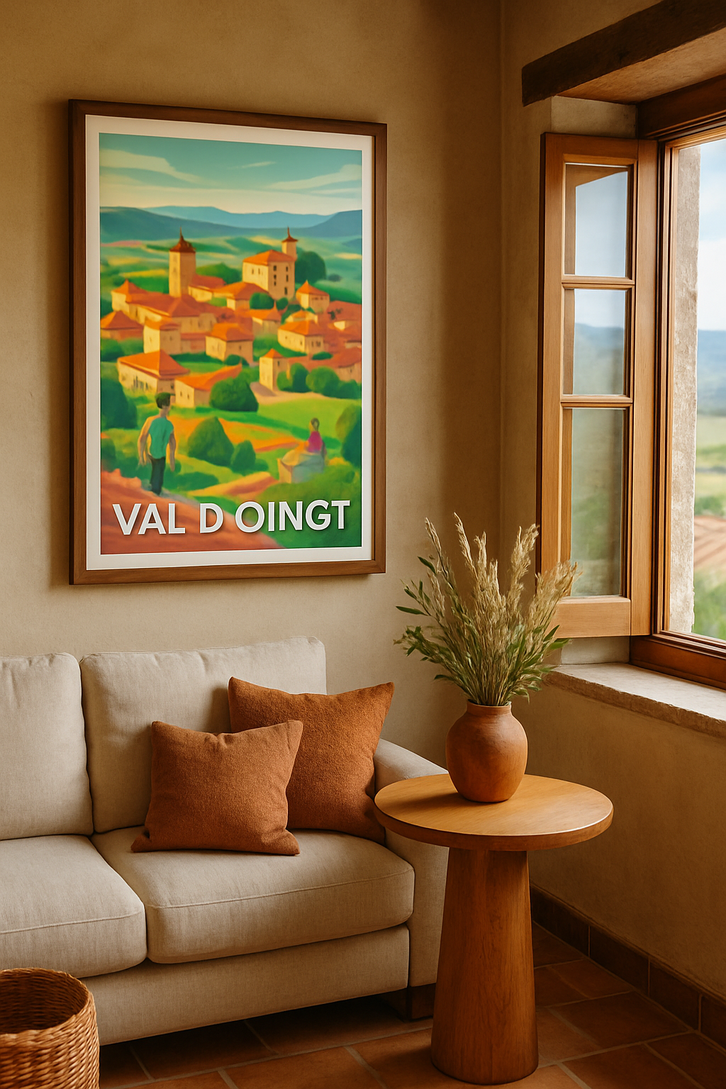 Mise en situation Affiche de Val d'Oingt - Village pittoresque aux couleurs vibrantes
