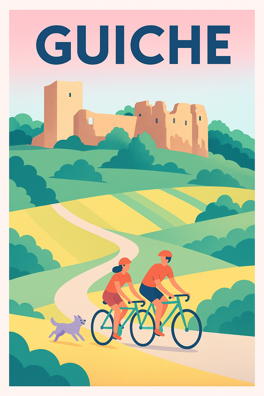 Affiche de Guiche - Échappée champêtre à vélo