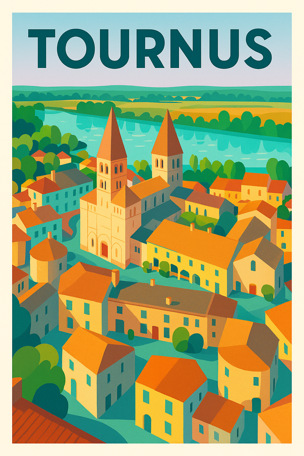Affiche de Tournus - L'élégance architecturale au cœur de la Bourgogne