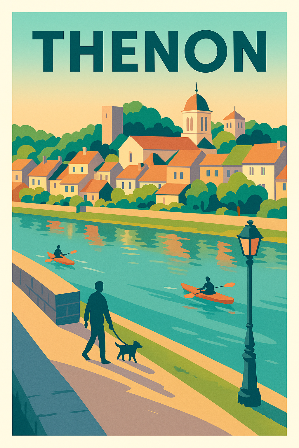 Affiche de Thenon - Promenade paisible au bord de l'eau