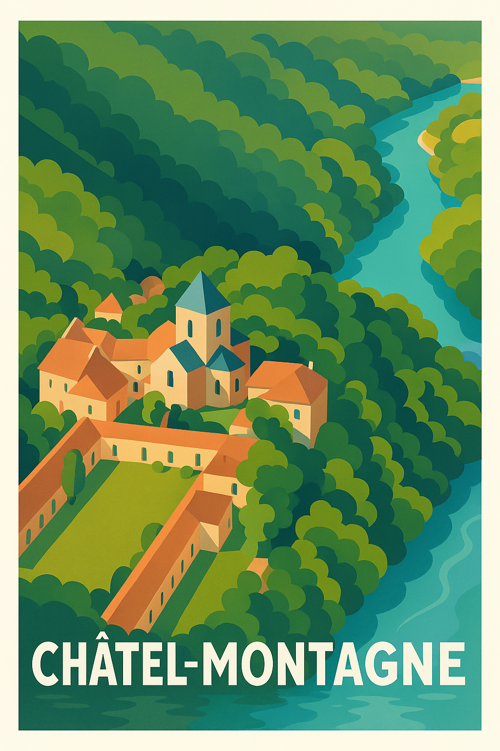 Affiche Châtel-Montagne — Tranquillité et charme rural · poster d'art de Châtel-Montagne