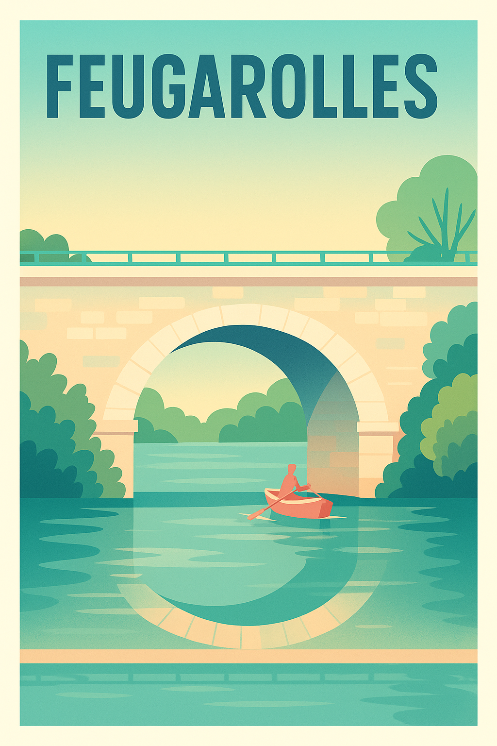 Affiche de Feugarolles - Sérénité sur l'eau et charme du pont ancien