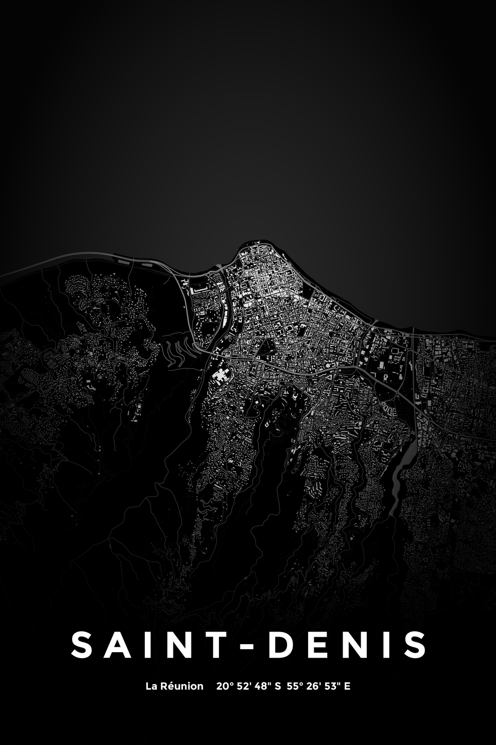 Carte de Saint-Denis nuit - Affiche personnalisée