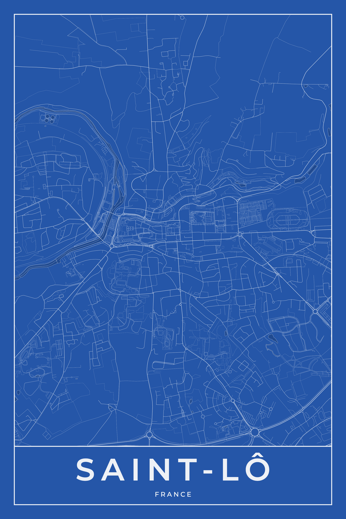 Carte de Saint-Lô bleue - Affiche personnalisée