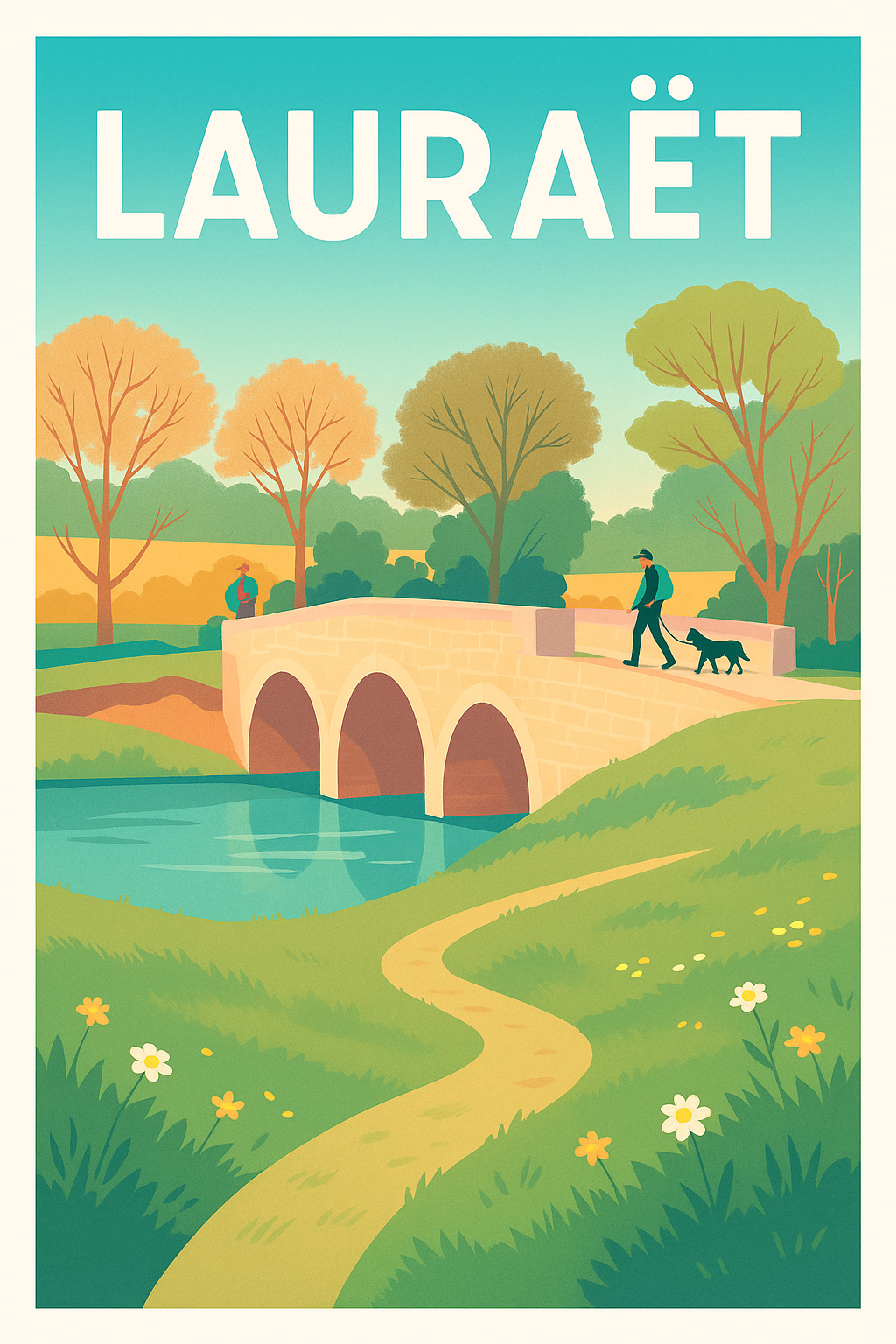 Affiche Lauraët — Charme bucolique et détente au bord de l'eau · poster d'art de Lauraët
