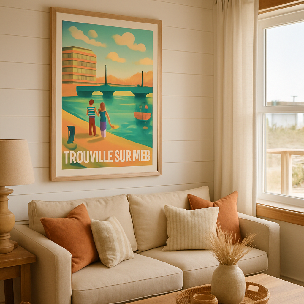 Mise en situation Affiche de Trouville-sur-Mer - Promenade au bord de l'eau