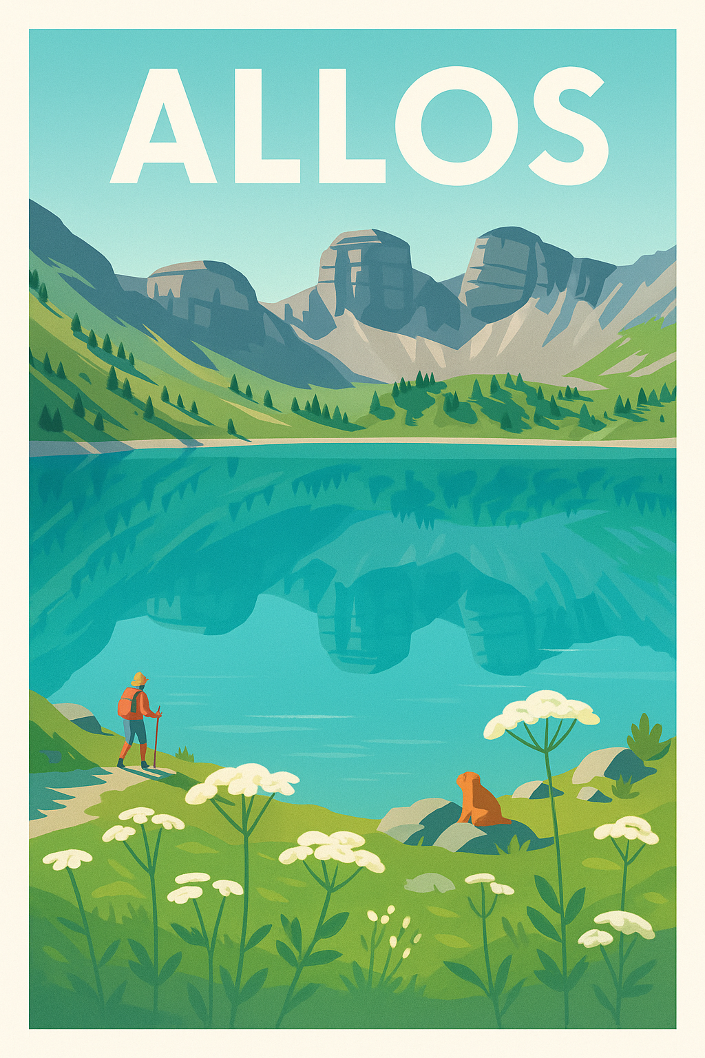 Affiche Allos — Évasion nature au lac de montagne · poster d'art de Allos