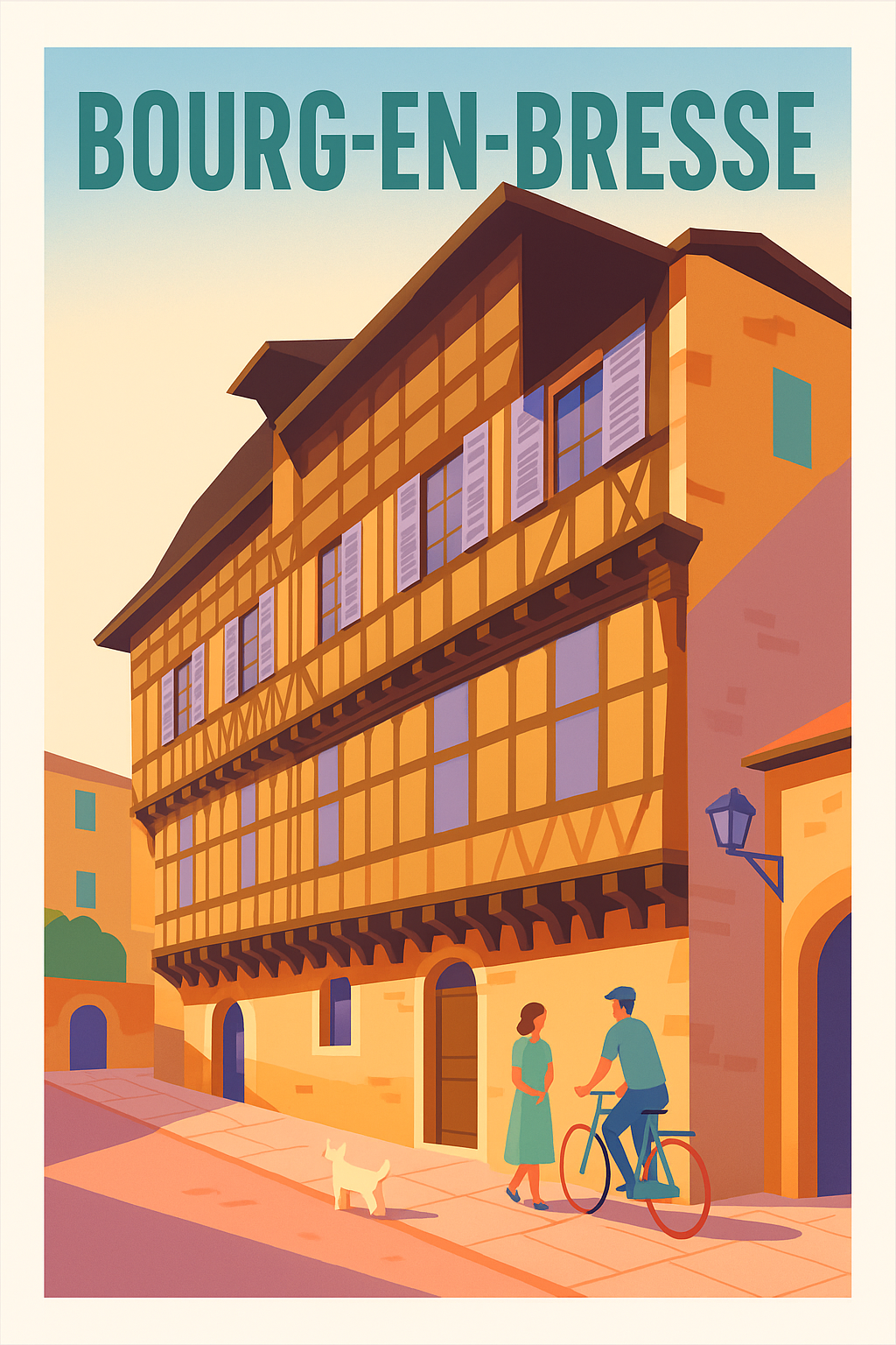 Affiche Bourg-en-Bresse — L'élégance d'une façade traditionnelle · poster d'art de Bourg-en-Bresse