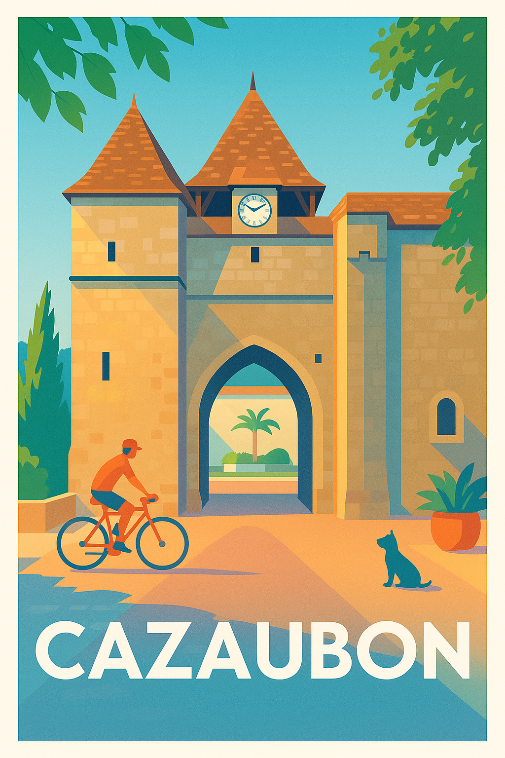 Affiche Cazaubon — L'entrée pittoresque au charme intemporel · poster d'art de Cazaubon
