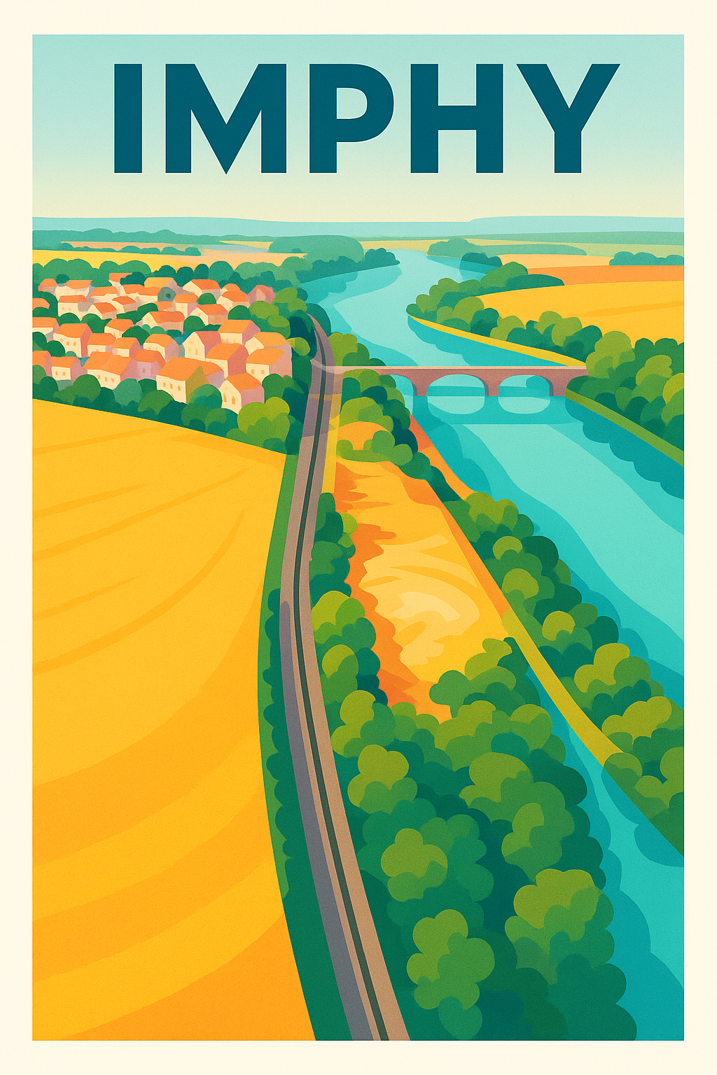 Affiche de Imphy - Harmonie naturelle entre rivière et campagne