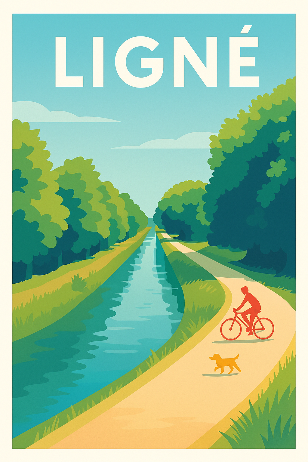 Affiche de Ligné - Promenade paisible au bord du canal