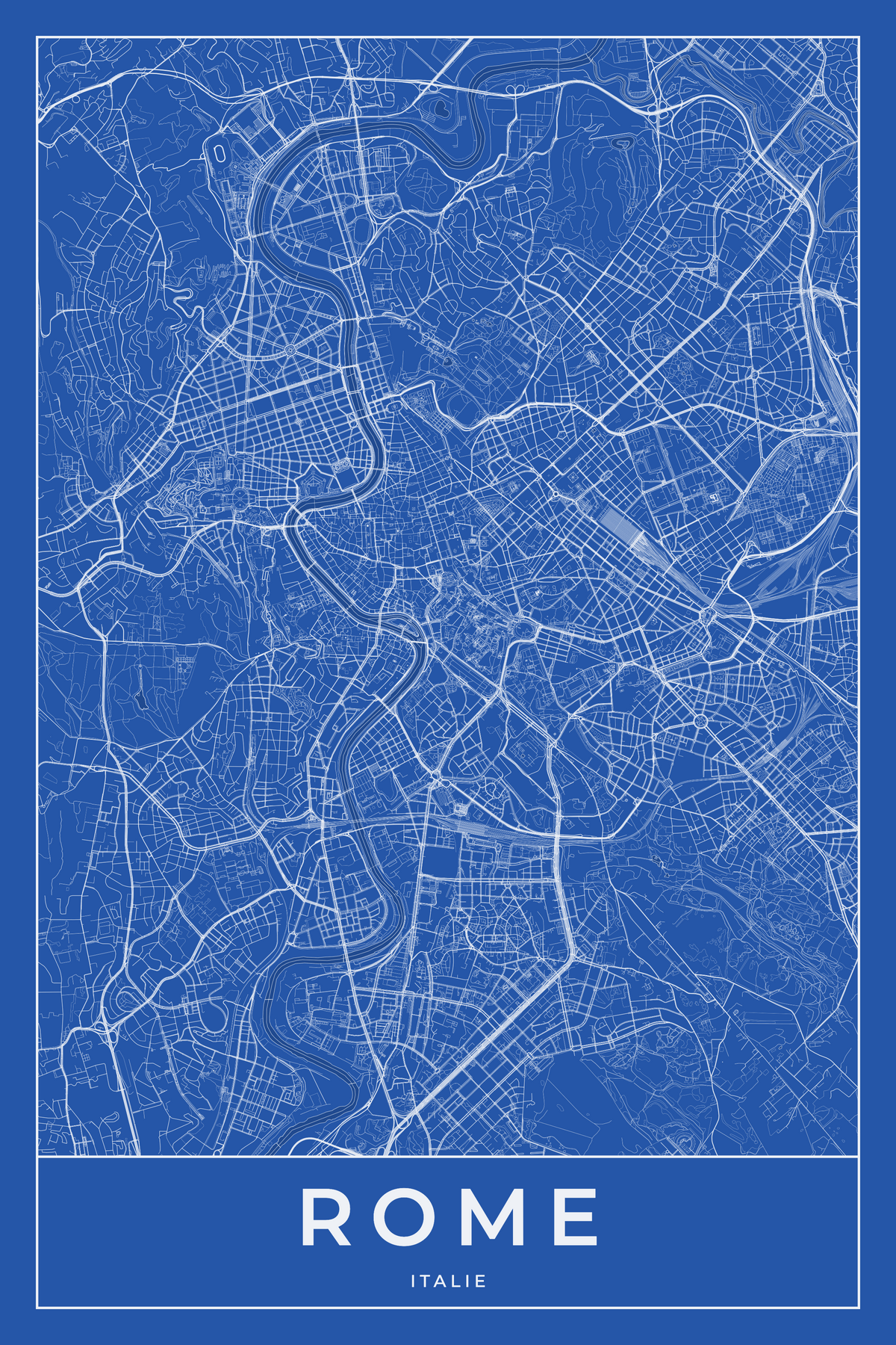 Carte de Rome bleue - Affiche personnalisée
