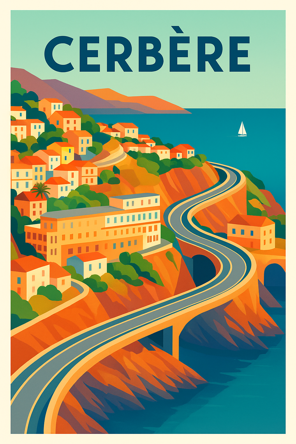 Affiche de Cerbère - La route côtière aux couleurs méditerranéennes