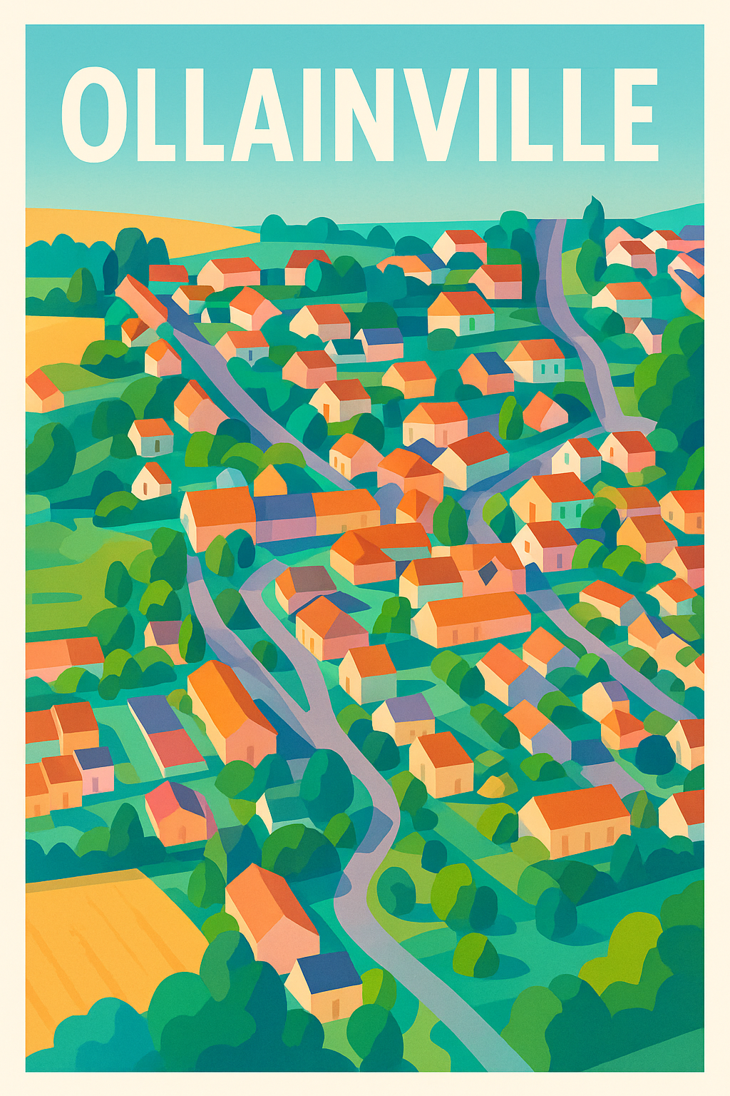 Affiche de Ollainville - Une vue colorée sur la vie de village