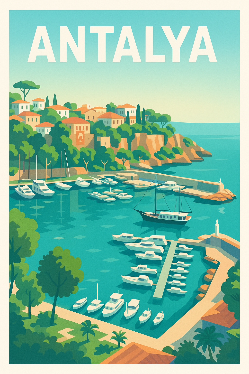 Affiche Antalya — Escapade en bord de mer turquoise · poster d'art de Antalya