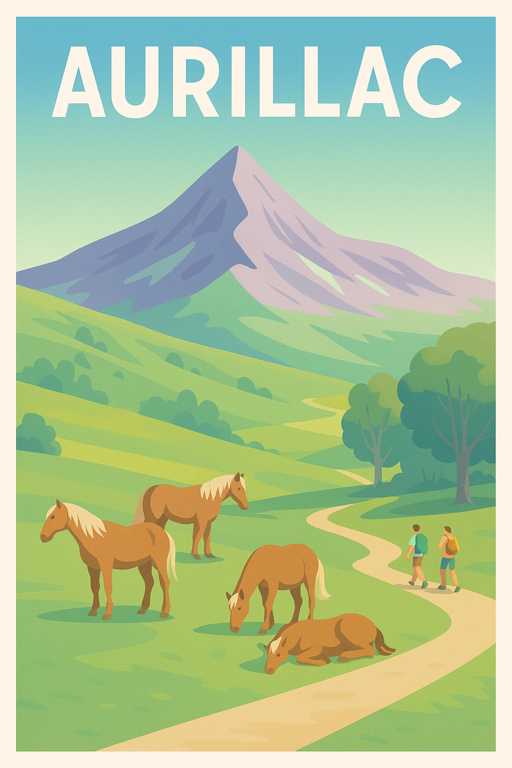Affiche Aurillac — Nature et randonnées au cœur des volcans · poster d'art de Aurillac