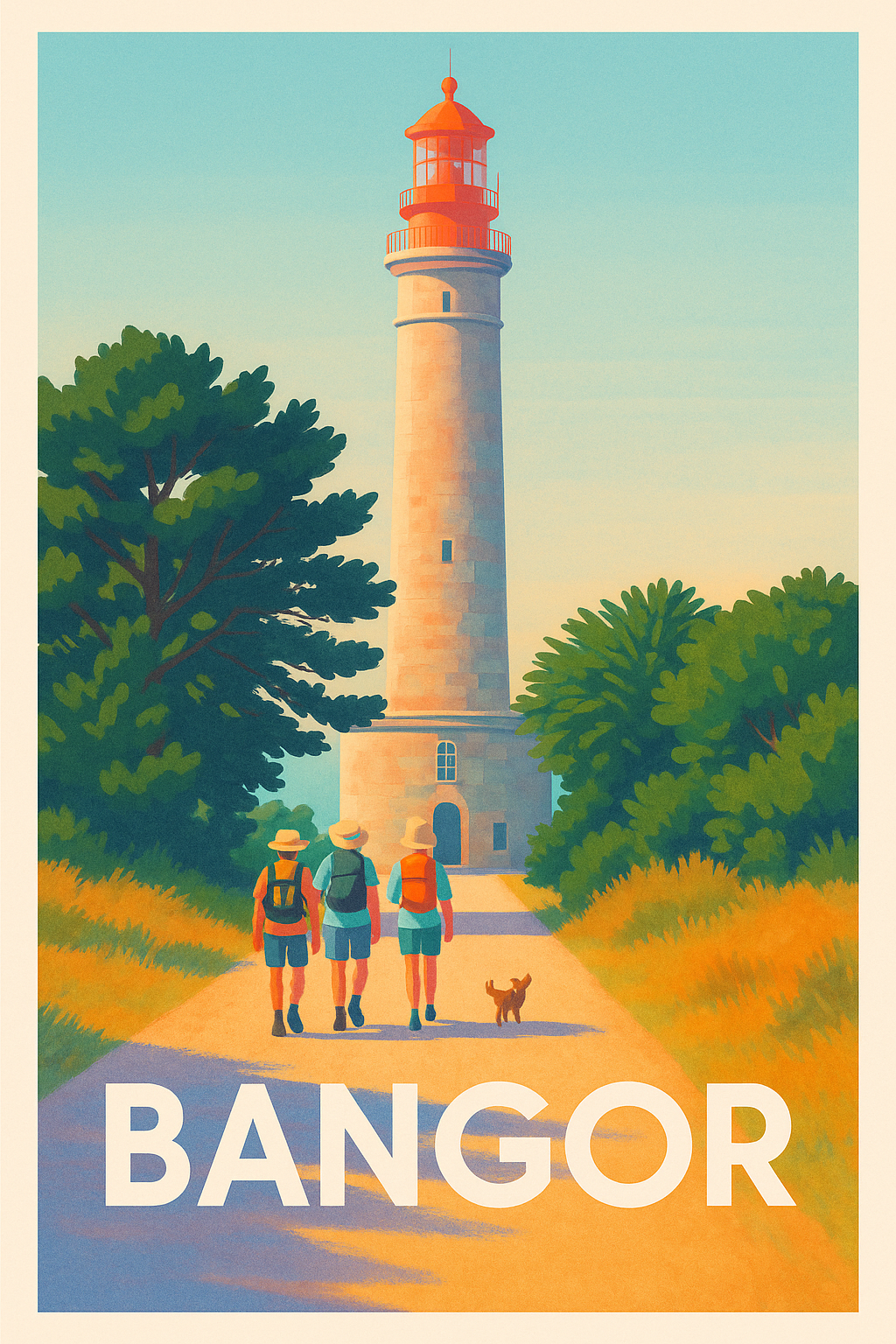 Affiche de Bangor - Promenade vers le phare emblématique