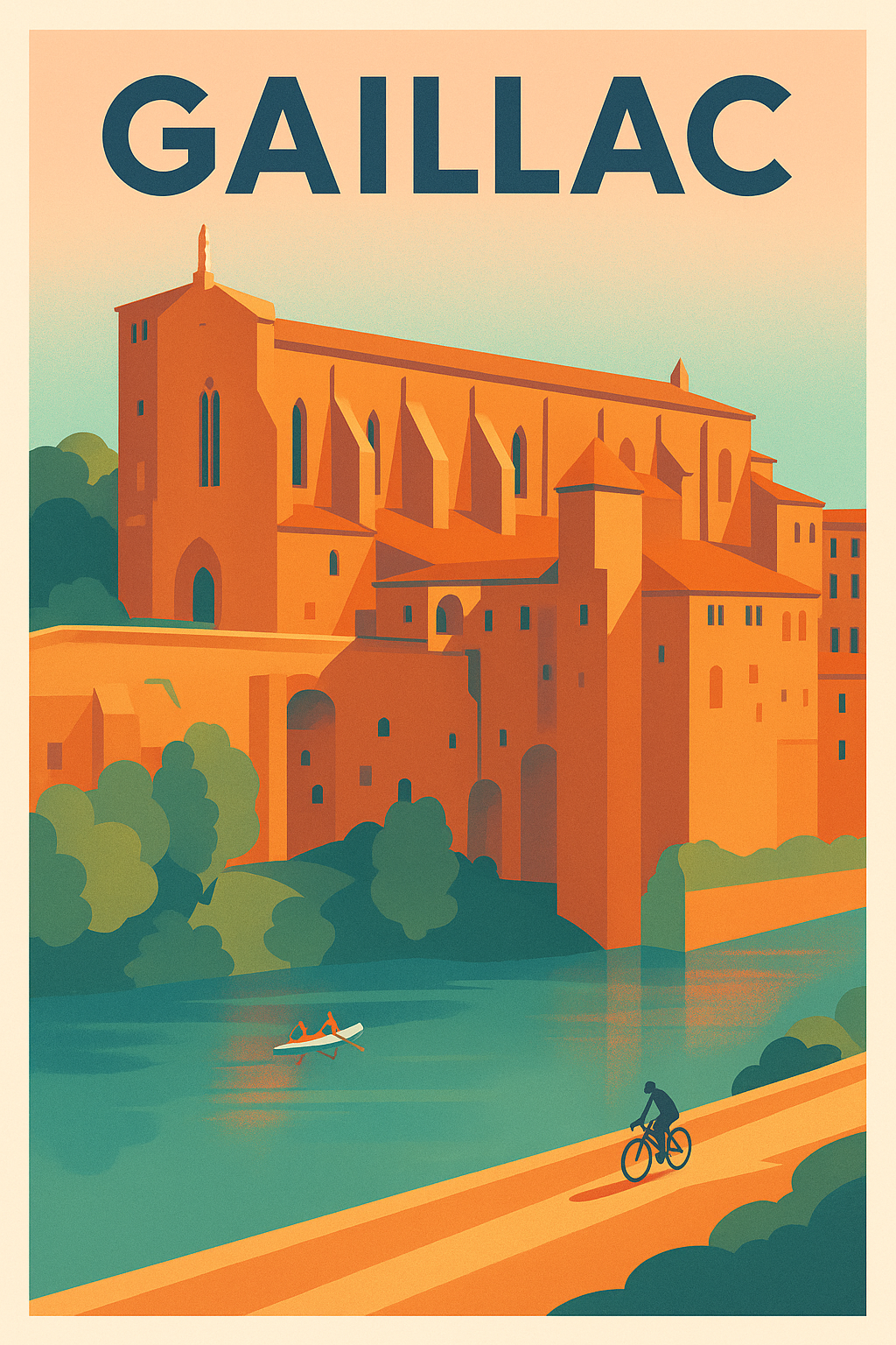 Affiche de Gaillac - Harmonie architecturale et nature paisible