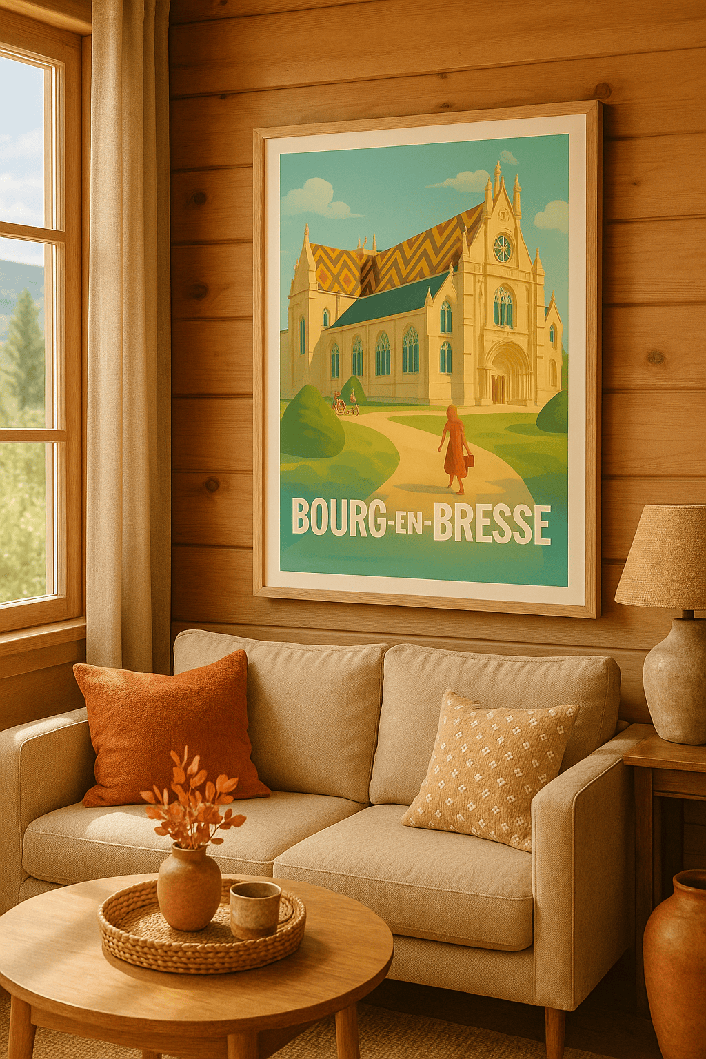 Affiche Bourg-en-Bresse — Charme et élégance au cœur de la cité · poster d'art de Bourg-en-Bresse