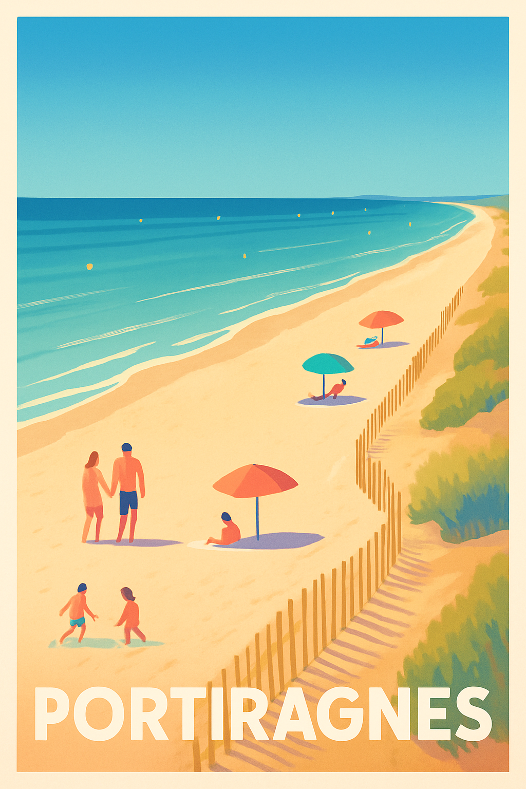 Affiche de Portiragnes - Plages ensoleillées et douceur méditerranéenne