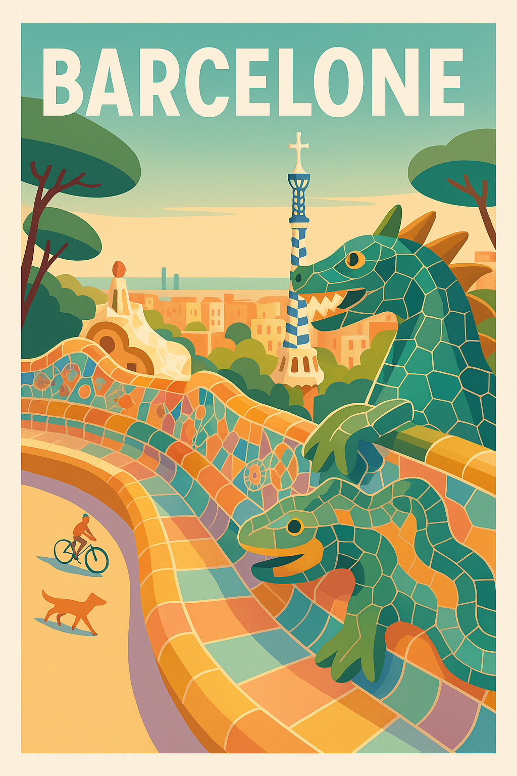 Affiche de Barcelone - L'art et la magie de Gaudí au Parc Güell