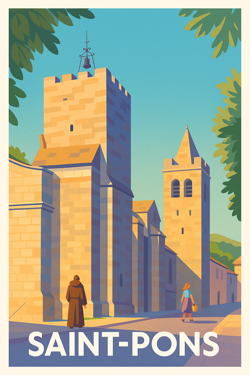 Affiche Saint-Pons — La sérénité d'un patrimoine médiéval · poster d'art de Saint-Pons