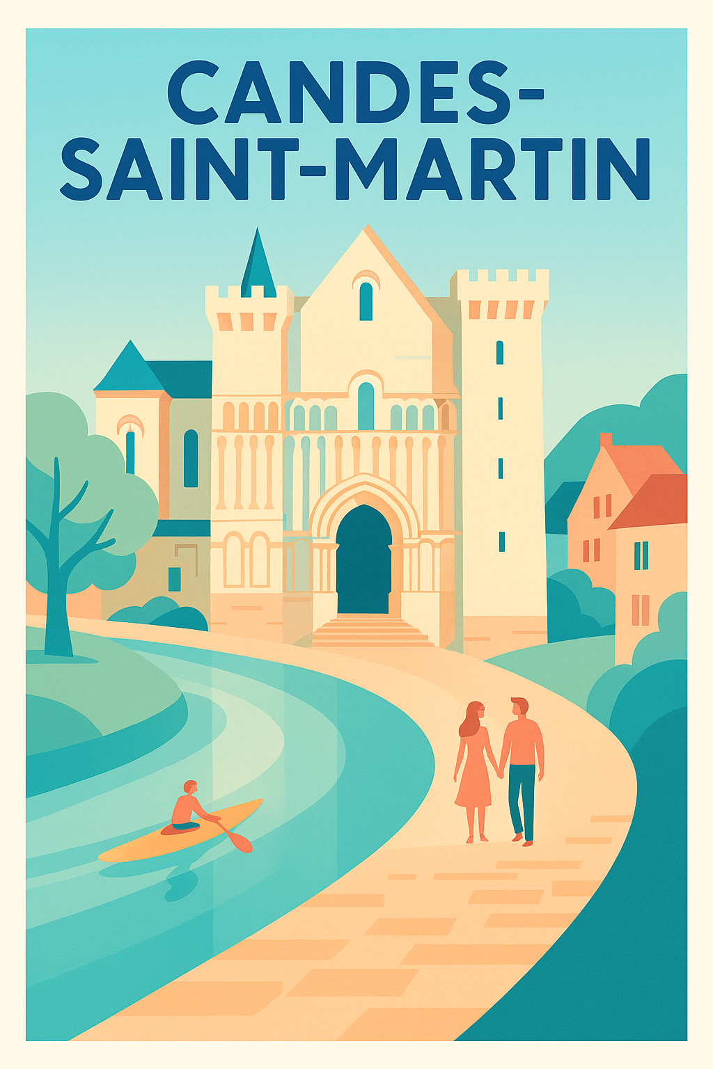 Affiche Candes-Saint-Martin — Charme et sérénité médiévale · poster d'art de Candes-Saint-Martin