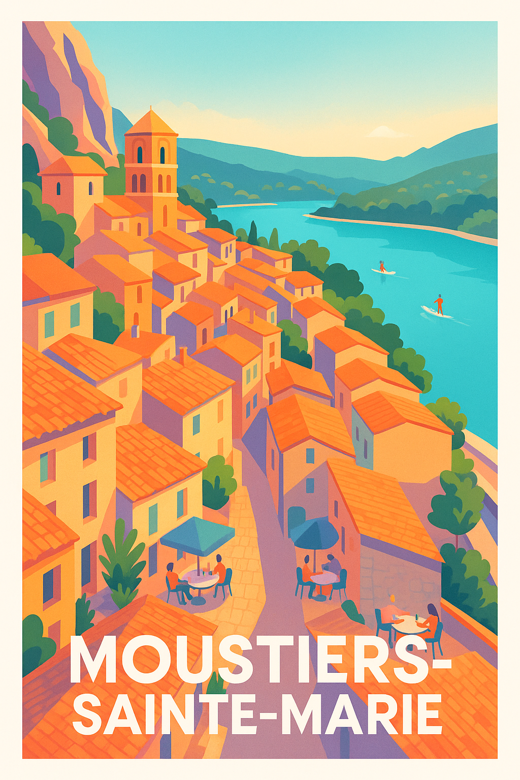 Affiche de Moustiers-Sainte-Marie - Village Provençal au Bord de l'Eau