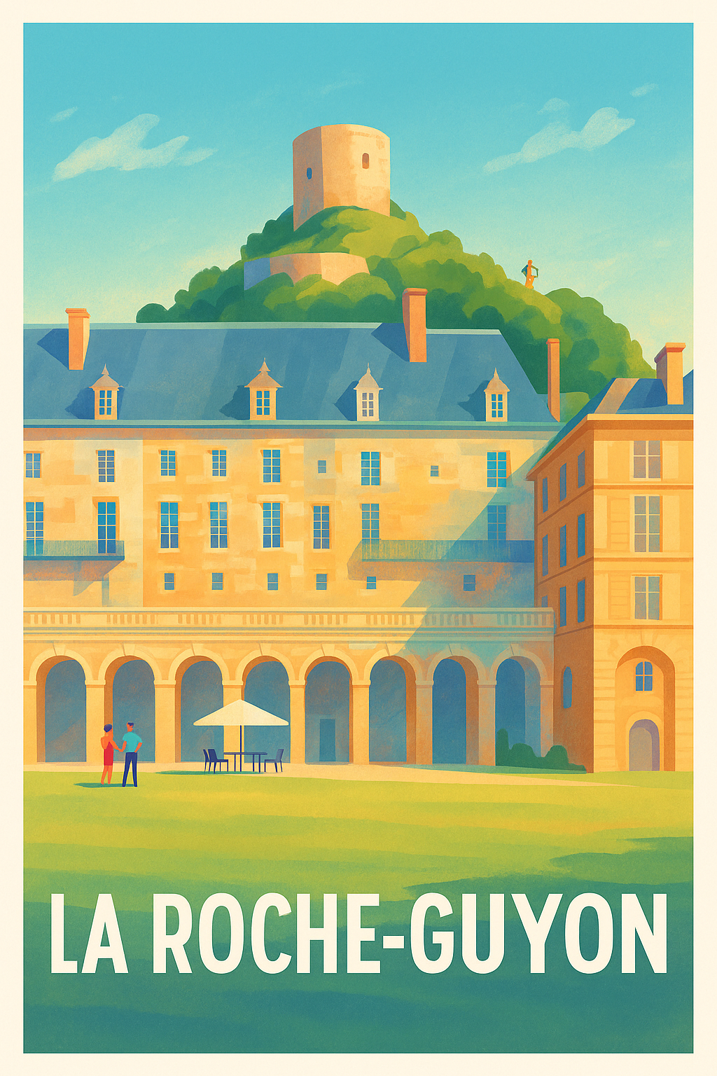Affiche La Roche-Guyon — Charme et histoire au fil du temps · poster d'art de La Roche-Guyon