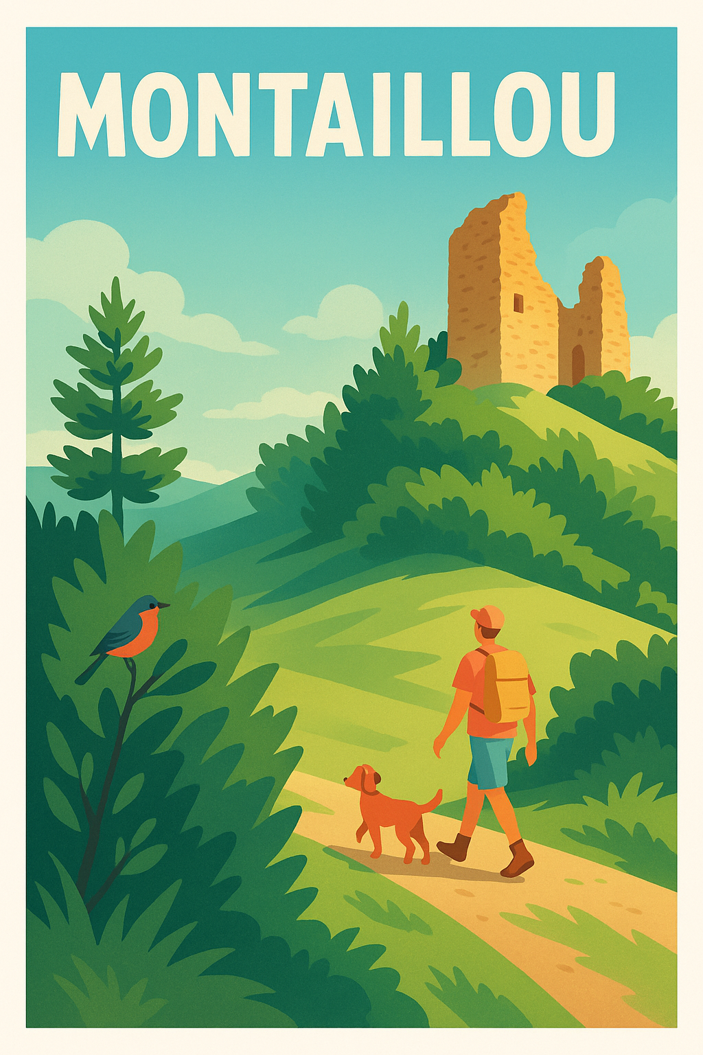 Affiche Montaillou — Randonnée et nature préservée · poster d'art de Montaillou
