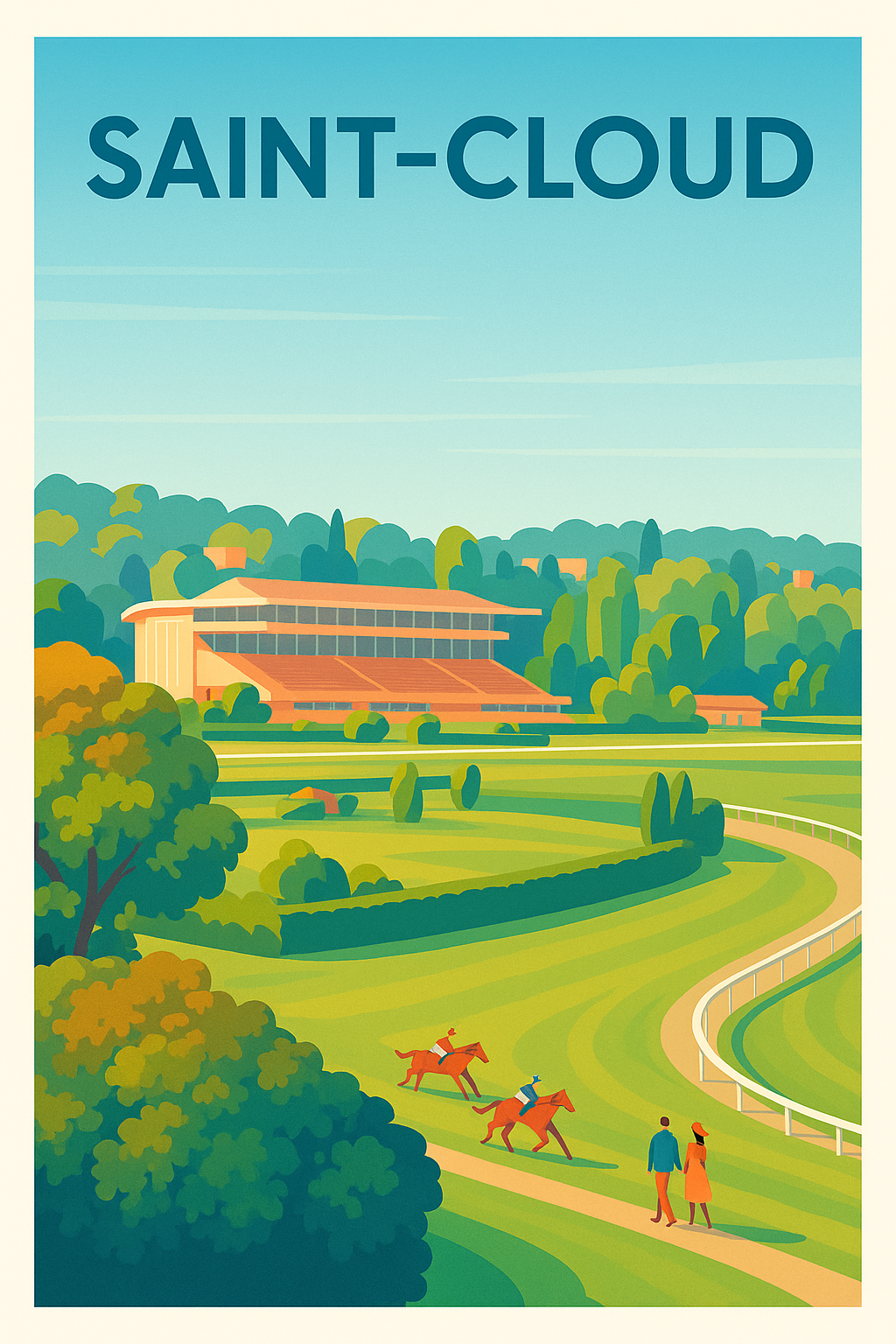 Affiche Saint-Cloud — L'élégance des courses hippiques · poster d'art de Saint-Cloud