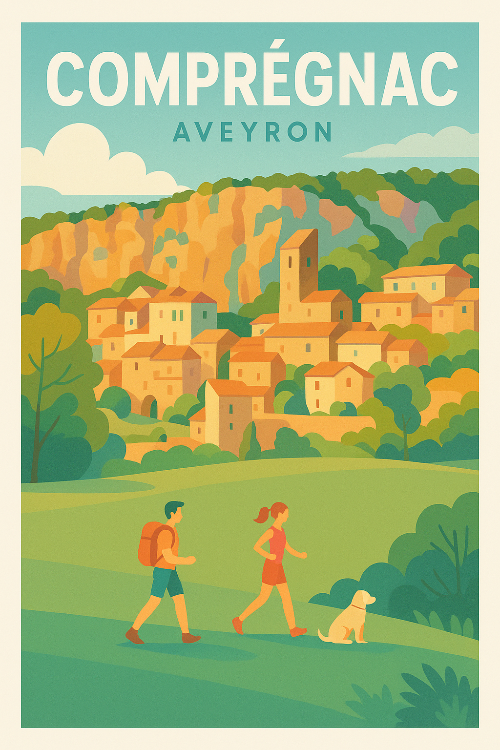 Affiche Comprégnac — Évasion et nature en Aveyron · poster d'art de Comprégnac