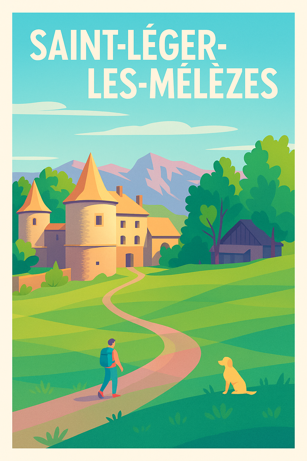 Affiche Saint-Léger-les-Mélèzes — Balade bucolique en pleine nature · poster d'art de Saint-Léger-les-Mélèzes