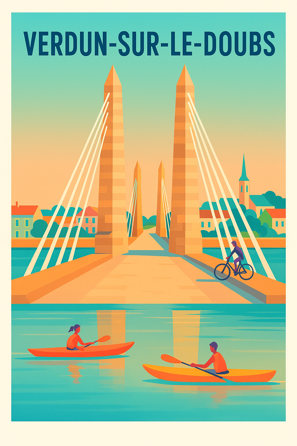 Affiche de Verdun-sur-le-Doubs - Pont emblématique et loisirs aquatiques