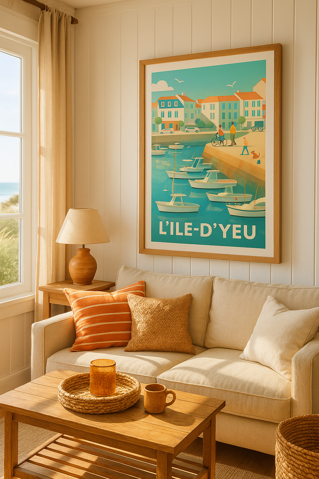 Affiche L'île d'Yeu - Escapade ensoleillée sur le port - Afich