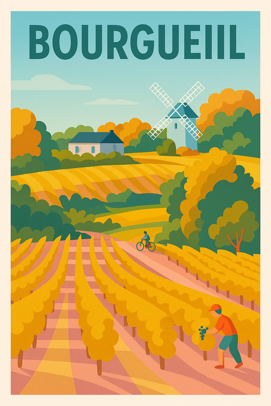 Affiche de Bourgueil - Le charme pittoresque des vignobles ligériens