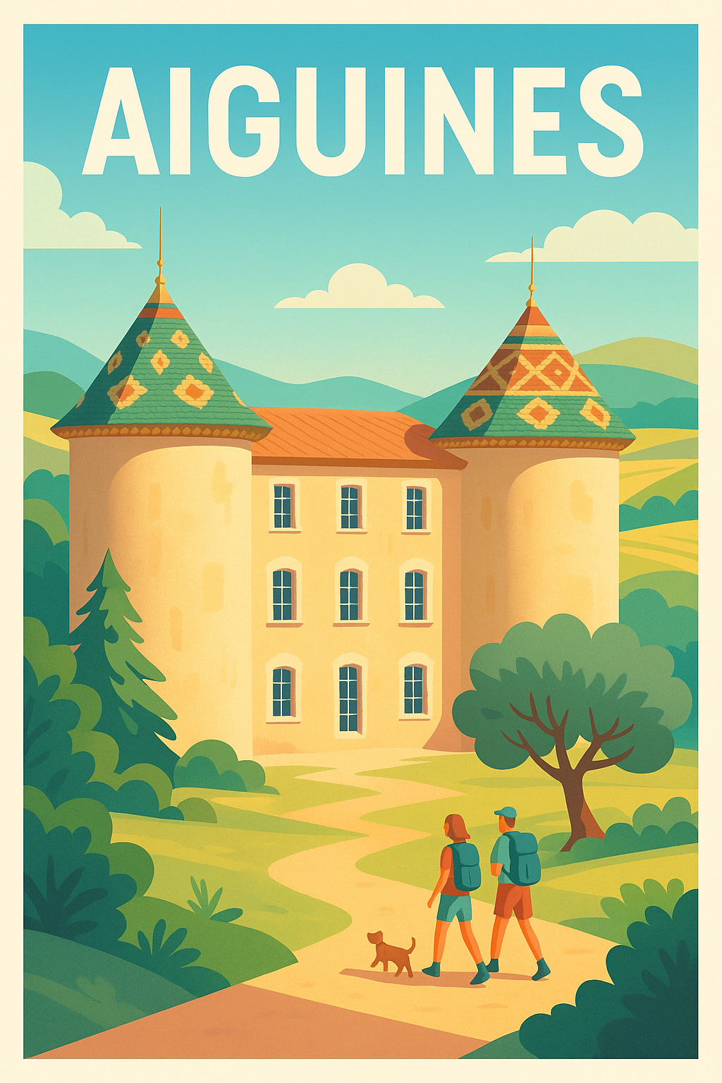 Affiche Aiguines — Voyage bucolique au cœur de la Provence · poster d'art de Aiguines