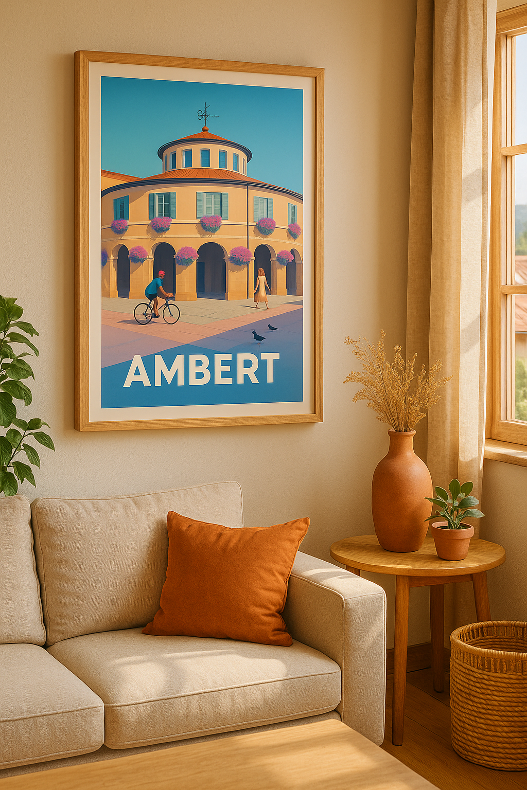 Affiche Ambert — Charme et lumière au cœur de la place · poster d'art de Ambert